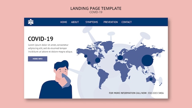 PSD gratuito coronavirus landing page concept