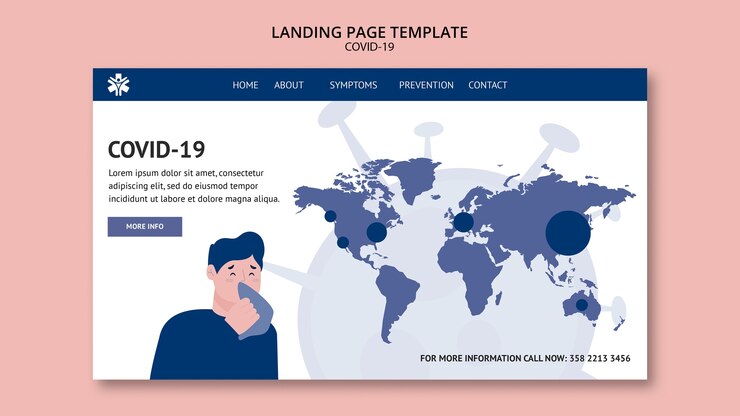 Free PSD coronavirus landing page concept