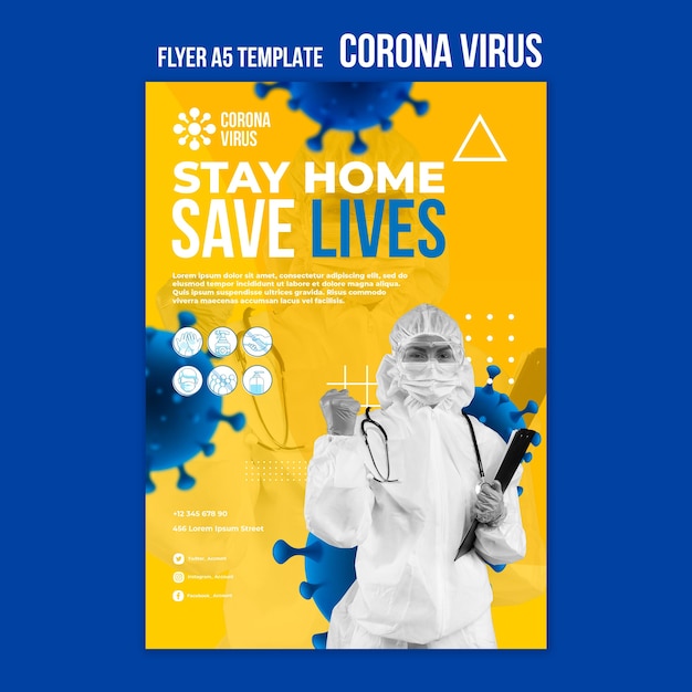 Coronavirus pandemic flyer template