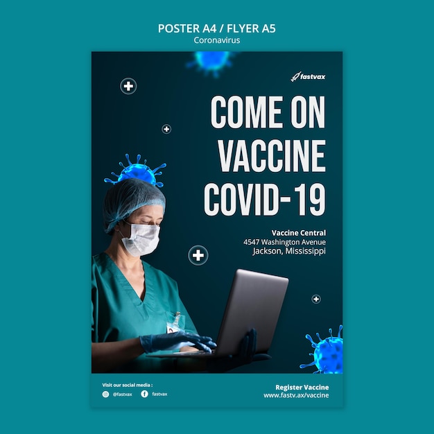 Бесплатный PSD Шаблон дизайна плаката коронавируса