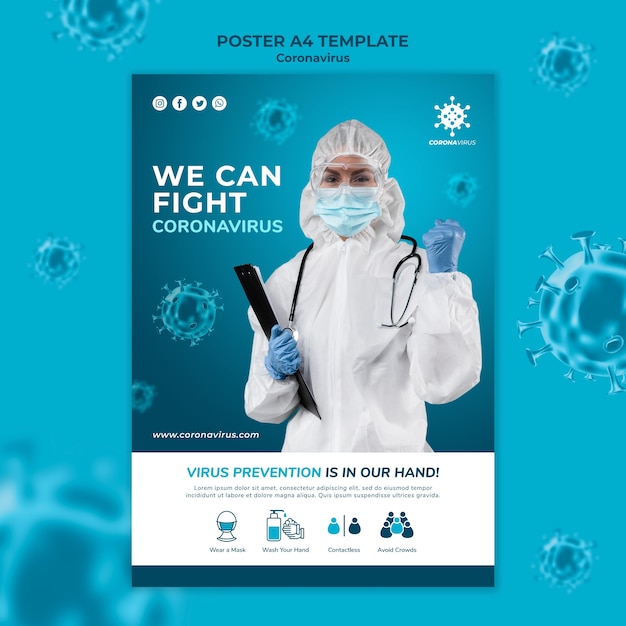 PSD gratuito modello di poster del coronavirus