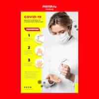 PSD gratuito modello di poster di prevenzione del coronavirus