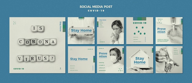 無料PSD コロナウイルスのソーシャルメディア投稿