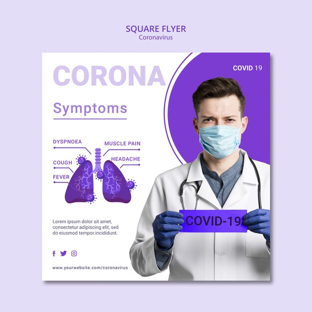 coronavirus square flyer design