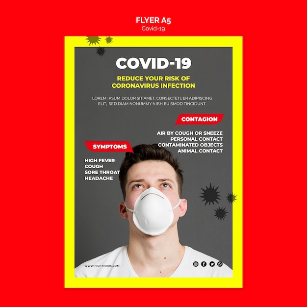 Coronavirus symptoms flyer concept