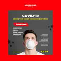 Free PSD coronavirus symptoms square flyer