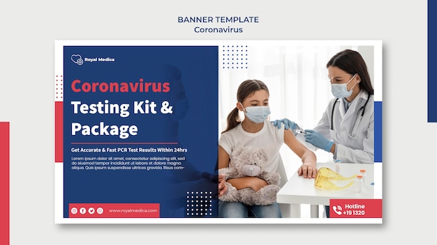 無料PSD コロナウイルス検査キットのバナーテンプレート