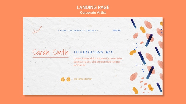 Free PSD corporate artist concept landing page template