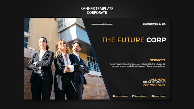 Free PSD corporate banner template with photo