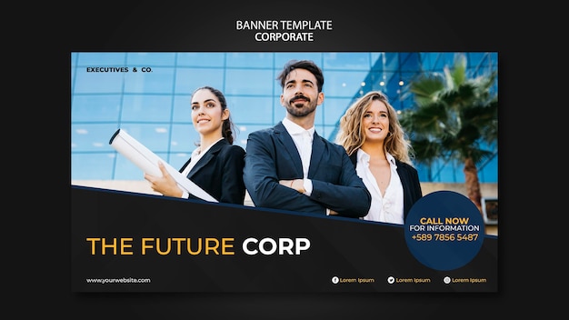 Free PSD corporate banner template with photo