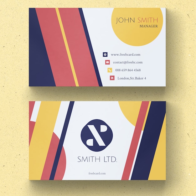 Corporate business card with colorful geometric shapes