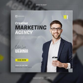 Corporate business live webinar and instagram story social media post template