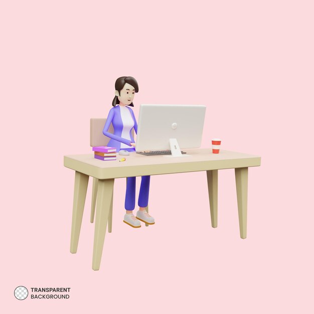 Персонажи корпоративных деловых женщин позируют 3d визуализировать иллюстрацию
