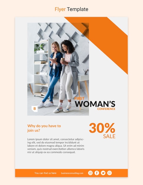 Free PSD corporate flyer with business woman concept