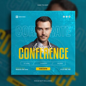 Corporate marketing conference instagram and business webinar social media post template