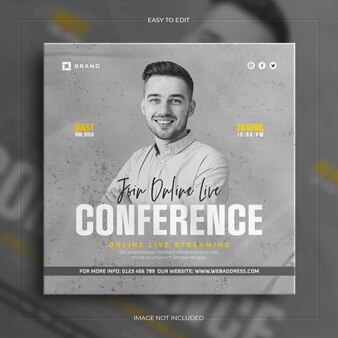 Corporate marketing conference instagram and business webinar social media post template