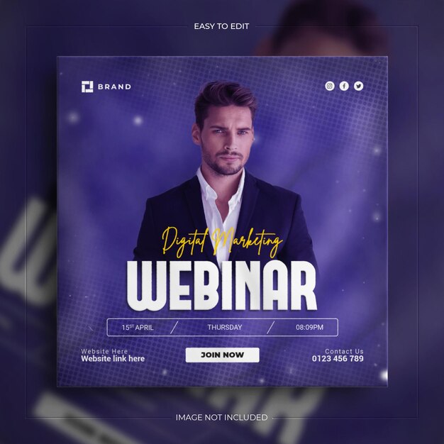 Corporate marketing webinar instagram and business social media post template