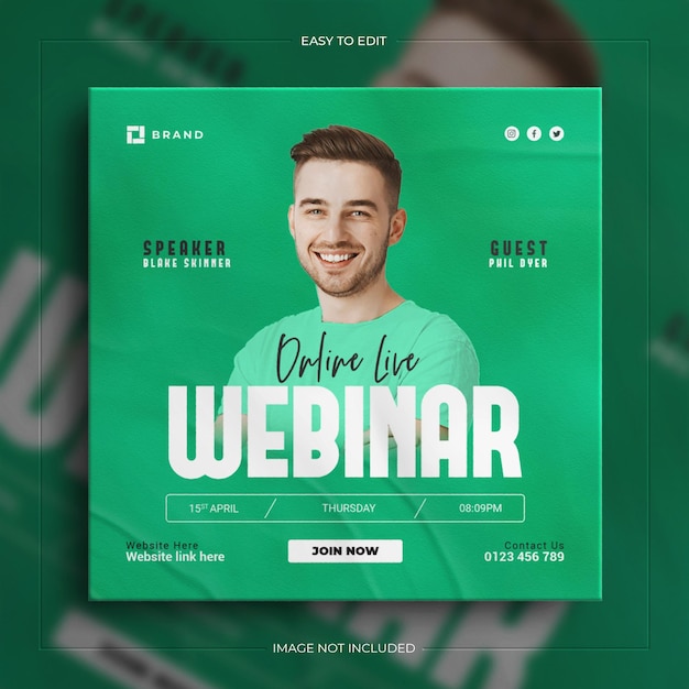 Corporate marketing webinar instagram and business social media post template