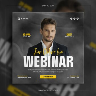 Corporate marketing webinar instagram and business social media post template