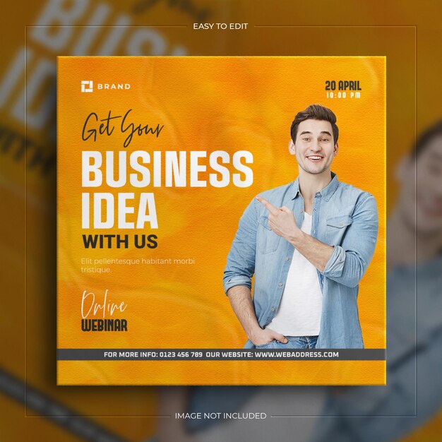 Corporate marketing webinar instagram and business social media post template