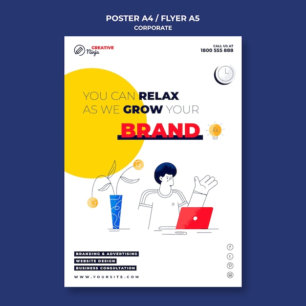 PSD gratuito modello di poster aziendale illustrato