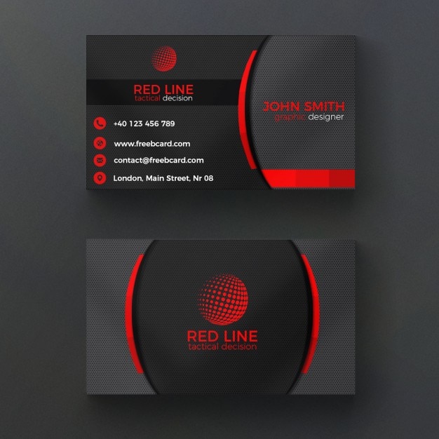 기업 빨간색과 검은 색 비즈니스 카드