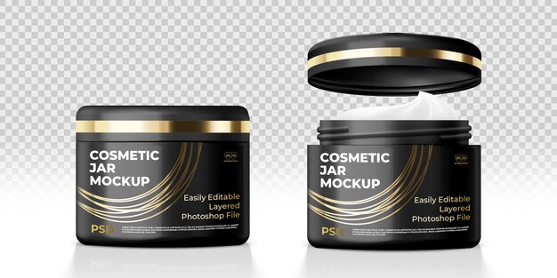 Download Premium Psd 3d Mockup Of Two Amber Glass Jar Creams Yellowimages Mockups