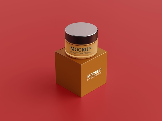 cosmetic cream container packaging mockup side view
