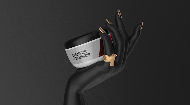 Download Women holding up hand cream bottles mock-up | Free PSD File