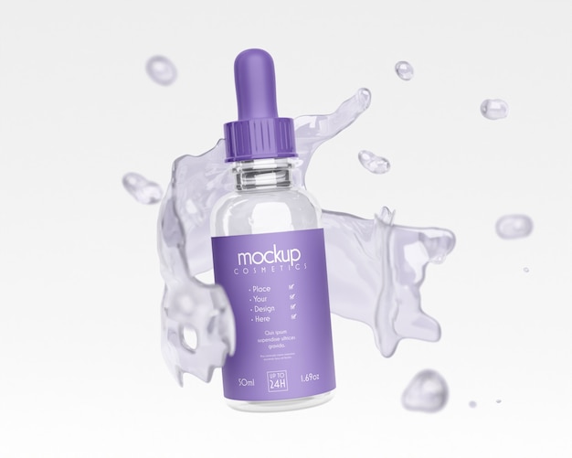 Cosmetic packaging mockup with liquid effect