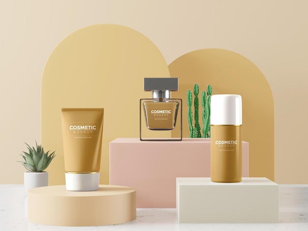 Cosmetic product packaging mockup