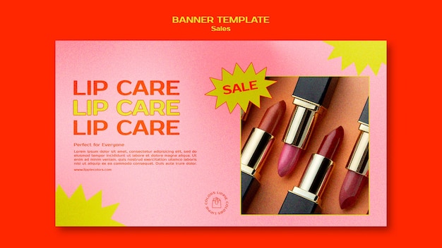 Cosmetic sales horizontal banner template in vibrant and bold style