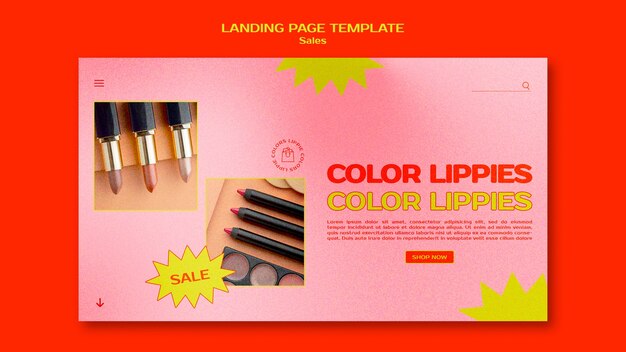 cosmetic sales landing page template in vibrant and bold style