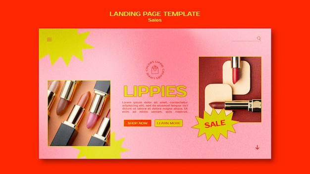 Cosmetic sales landing page template in vibrant and bold style