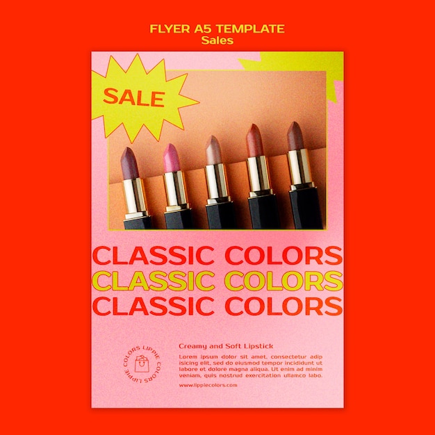 Free PSD cosmetic sales vertical flyer template in vibrant and bold style