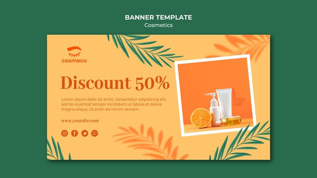 Cosmetics discount banner template