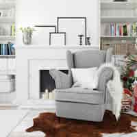 Free PSD cosy living room, comfortable armchair