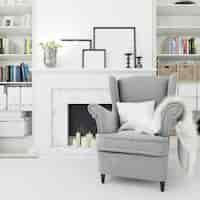 Free PSD cosy living room, comfortable armchair