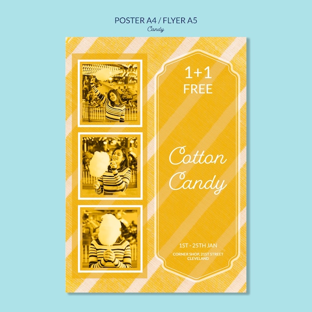 cotton candy flavours poster template