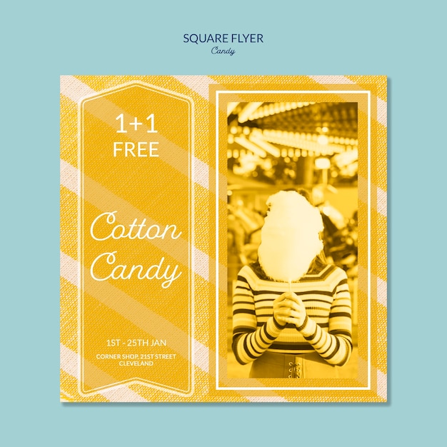 Cotton Candy Square Flyer – Limited Time Offer | Free PSD Download