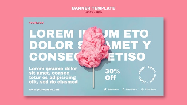 Cotton candy on stick banner template