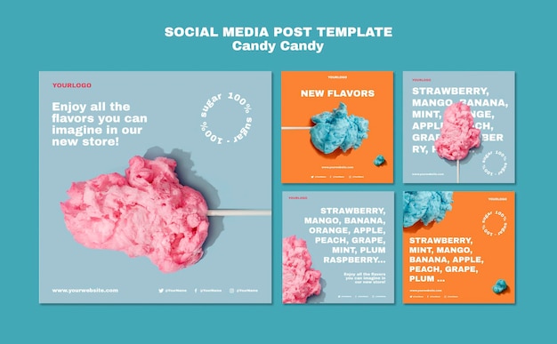 Free PSD cotton candy on stick instagram post template