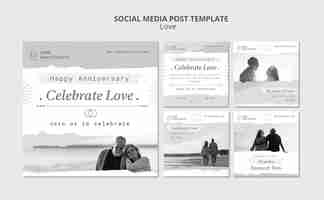 Free PSD couple anniversary social media posts