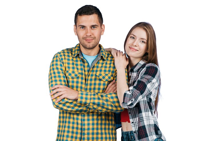 Free PSD couple gesturing together