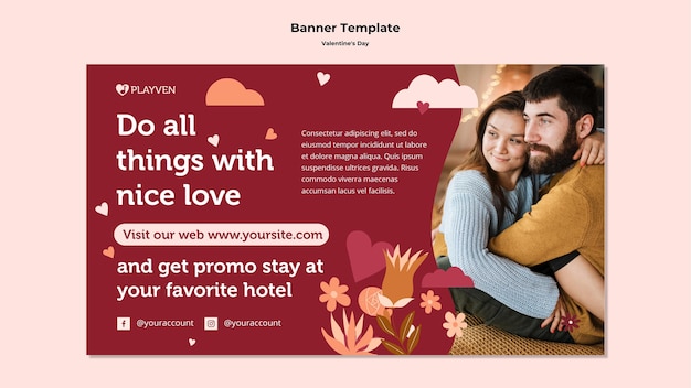 Free PSD couple happy valentine's day banner template
