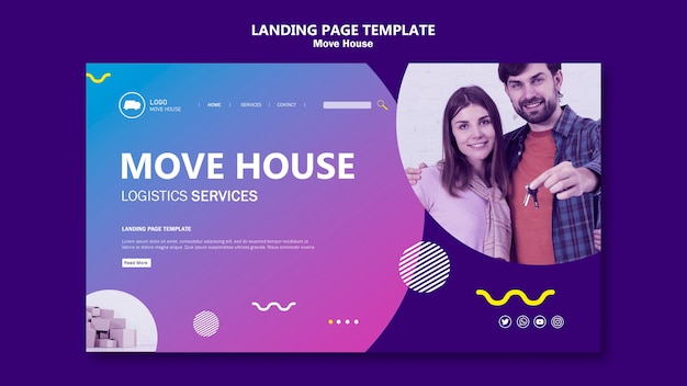 Free PSD couple moving in a new home landing page