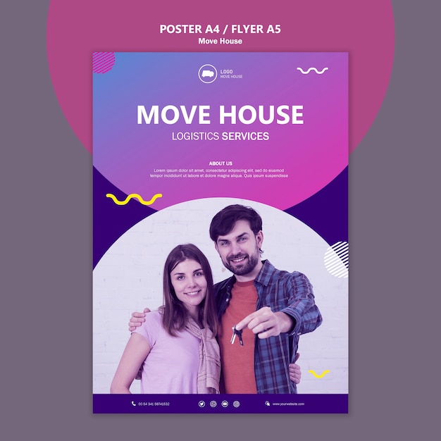 Couple moving in a new home poster template