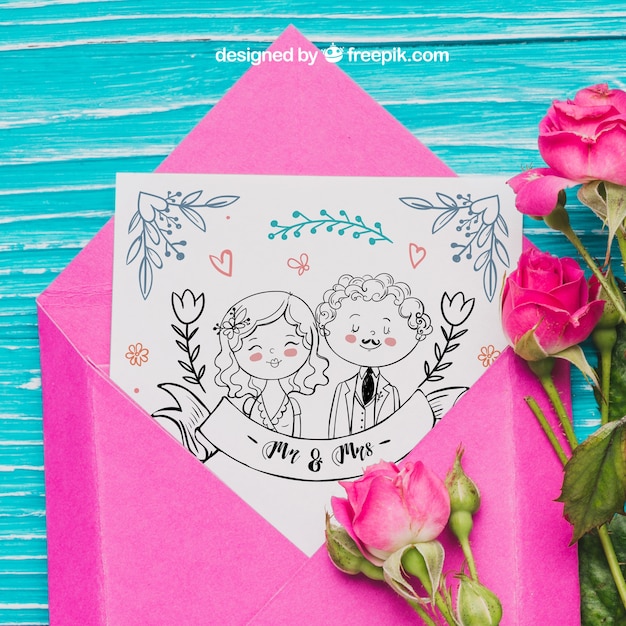 Free PSD couple postcard concept