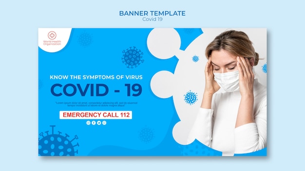 PSD gratuito modello di banner covid-19