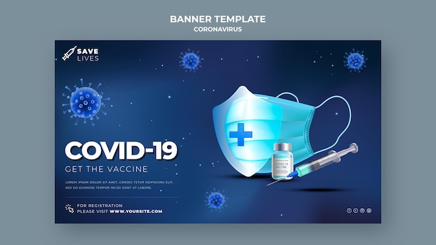 PSD gratuito modello di banner covid 19